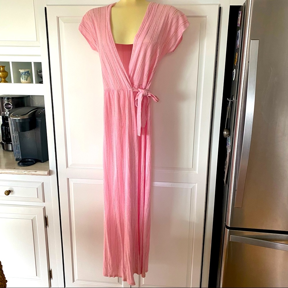 Glamorous 1950s Pink & Gold Wrap Dress
